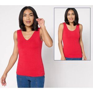 Joan Rivers Tank Top Size XL Wardrobe Builders ButterSoft Dual Neckline Rose Red